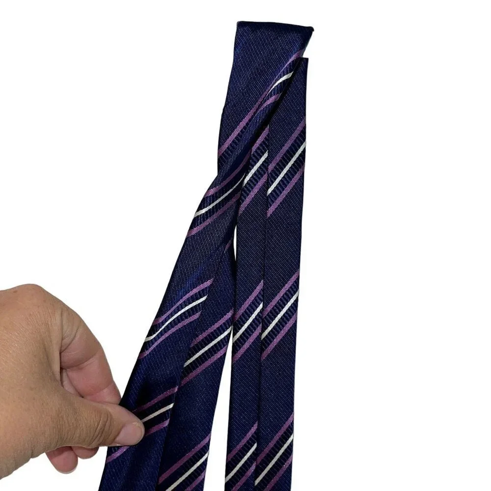 Versace Vintage Mens Neck Tie One Size Blue Lavender White Medusa Silk Logo